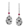 Faberge x Beetlejuice Beetlejuice 18ct White Gold Ruby & Black Enamel Spiral Earrings sold by C.W. Sellors