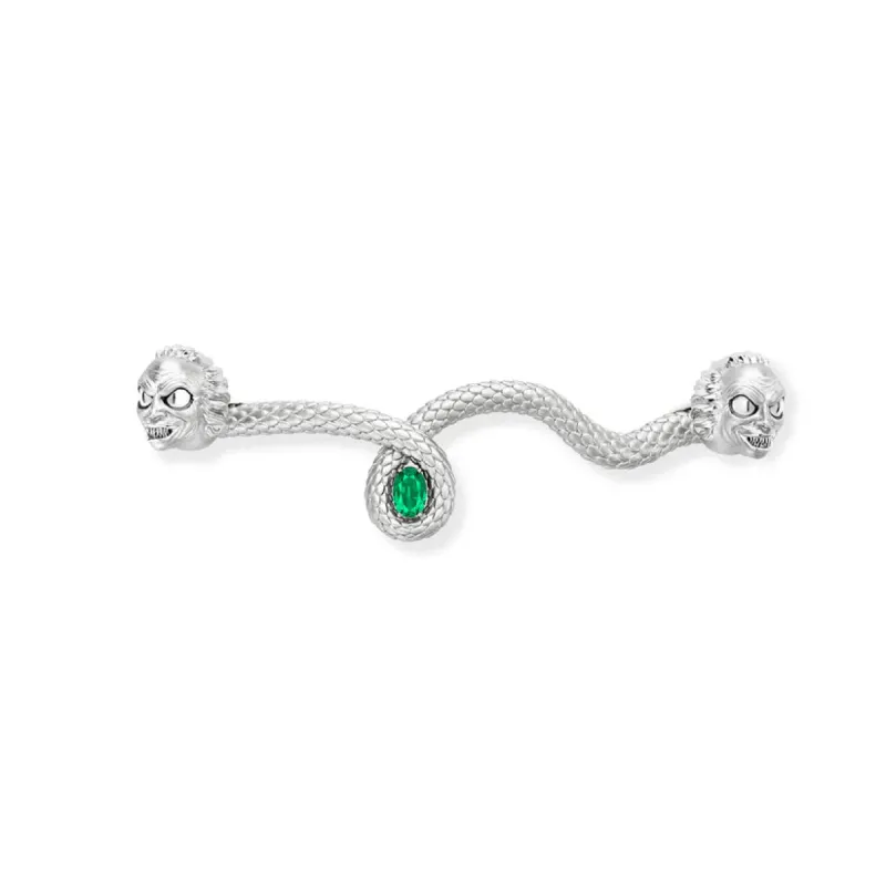 Faberge x Beetlejuice Beetlejuice 18ct White Gold Emerald Twisted Headworm Collar Bar sold by C.W. Sellors