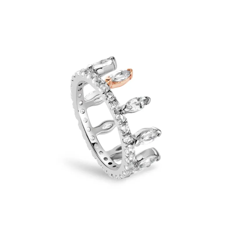 Clogau Celebration Crown Silver and White Topaz Ring sold by C.W. Sellors