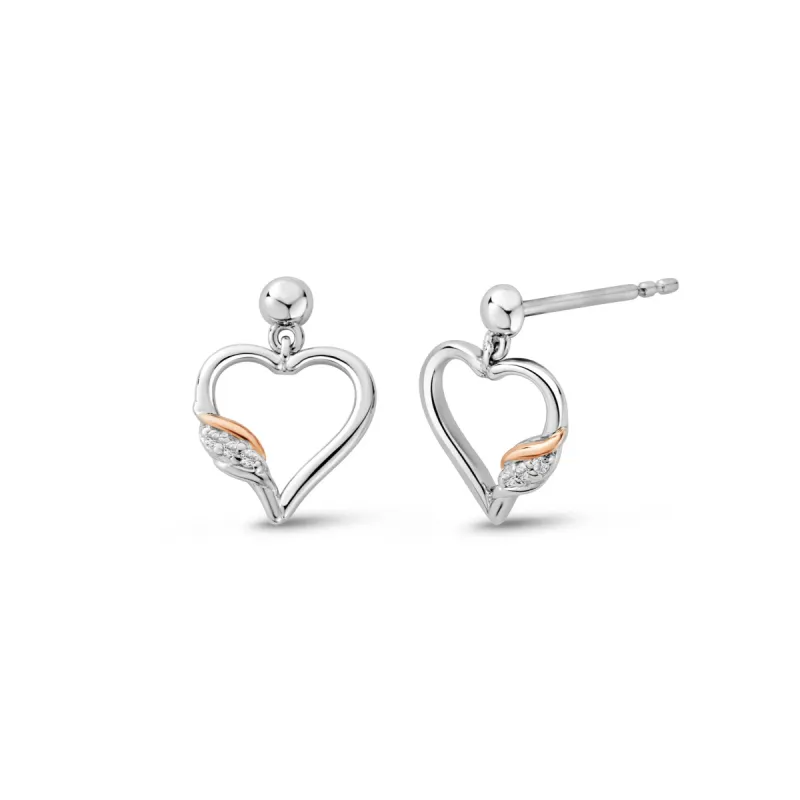 Clogau Past Present Future Heart Silver Earrings sold by C.W. Sellors