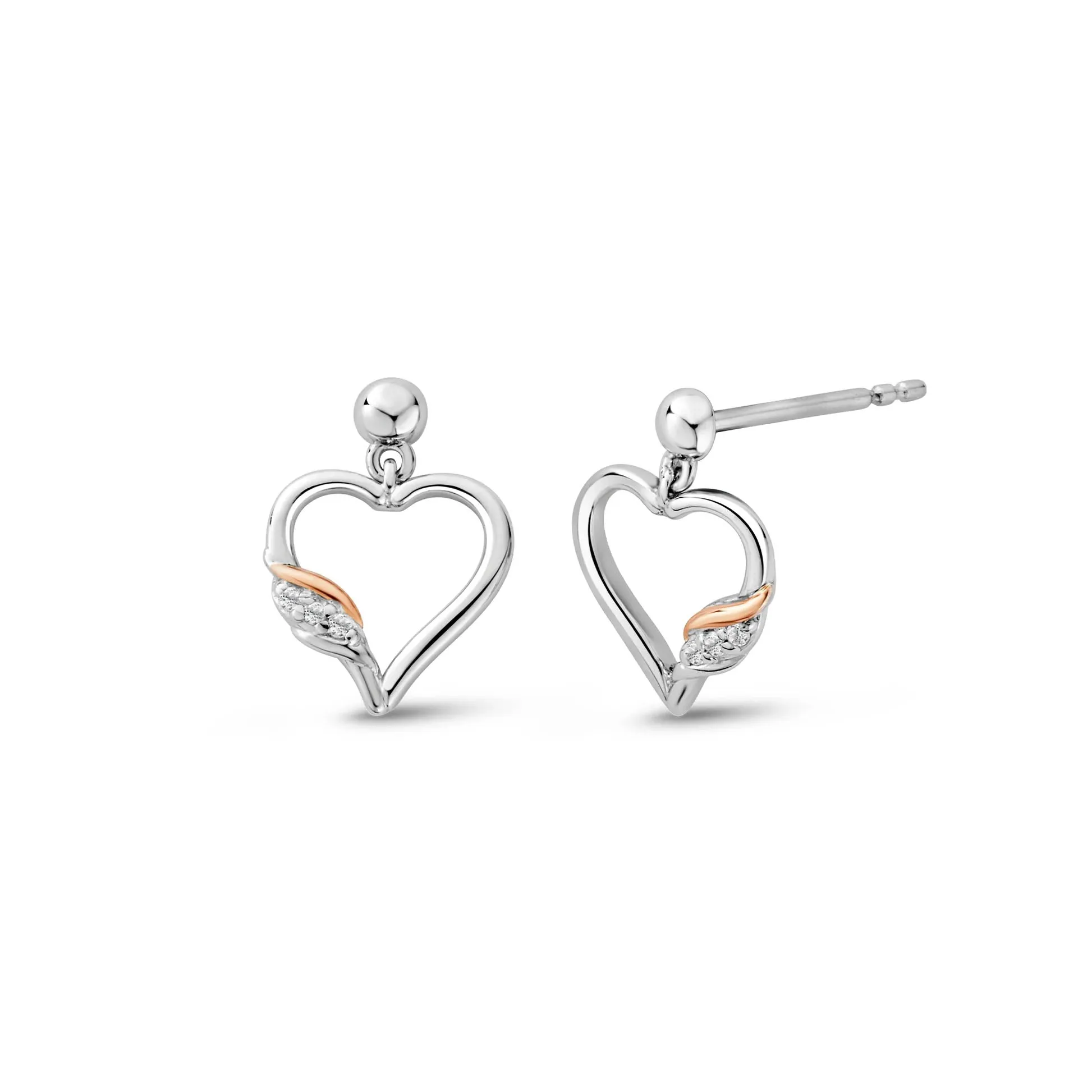 Clogau Past Present Future Heart Silver Earrings sold by C.W. Sellors