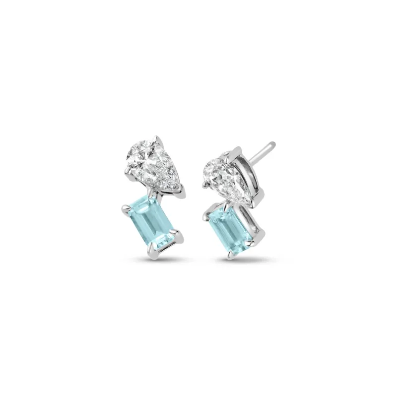 Clogau Ti a Fi White Gold, Diamond and Aquamarine Earrings sold by C.W. Sellors