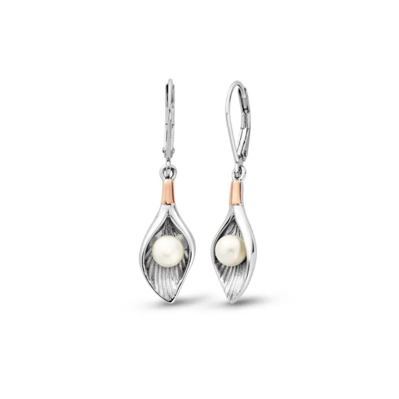 Clogau Beachcomber Shell Silver and Pearl Earrings sold by C.W. Sellors