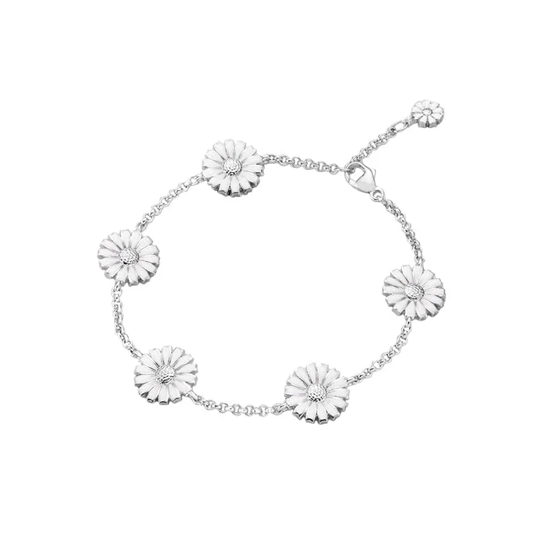 Georg Jensen Daisy Sterling Silver White Enamel Bracelet sold by C.W. Sellors