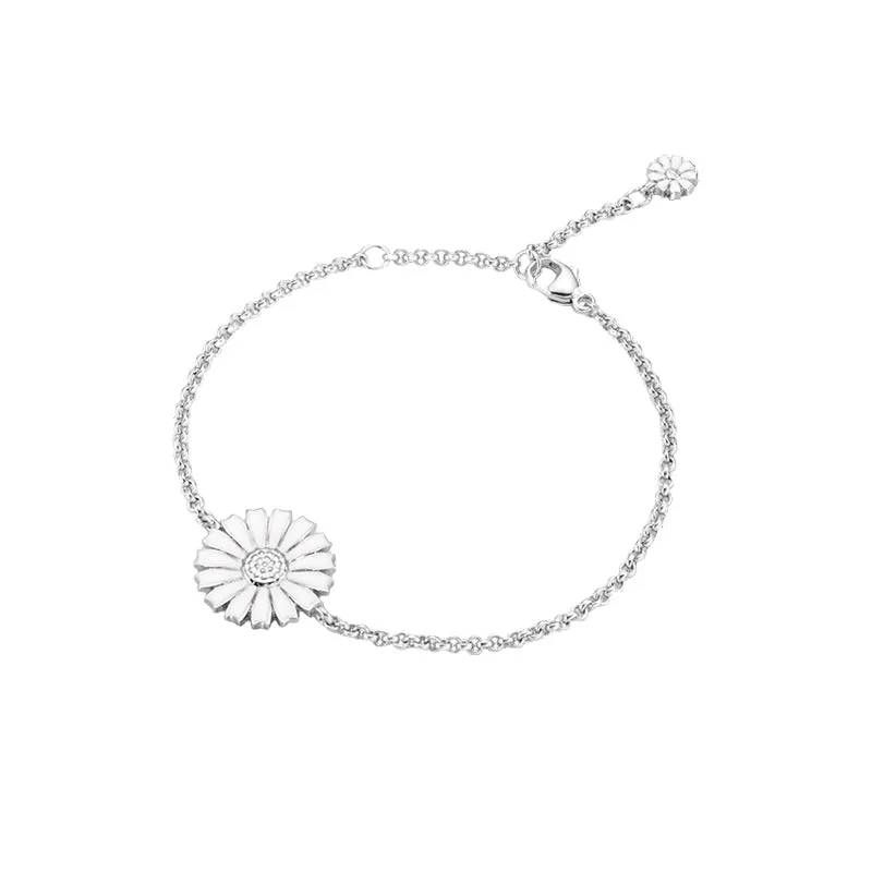 Georg Jensen Daisy Sterling Silver White Enamel Bracelet sold by C.W. Sellors