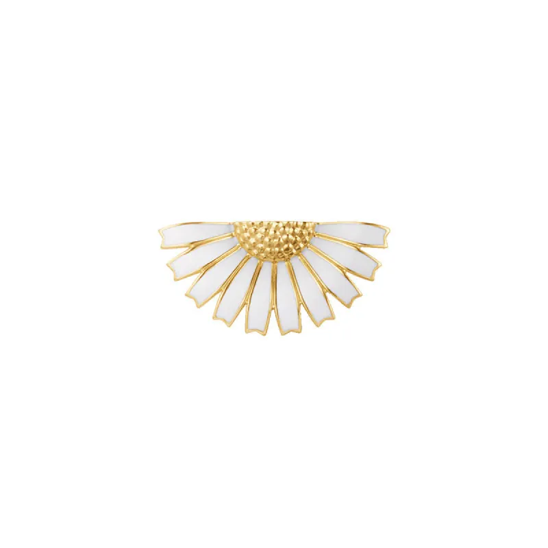 Georg Jensen Daisy 18ct Yellow Gold Plated Sterling Silver White Enamel Half Flower Brooch made by Georg Jensen