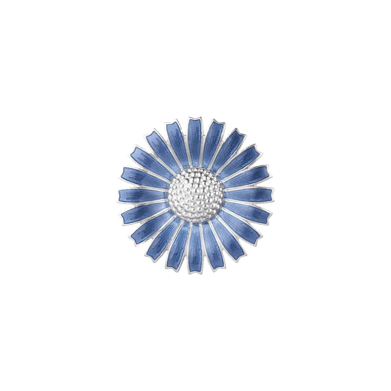 Georg Jensen Daisy Sterling Silver Blue Enamel Brooch made by Georg Jensen