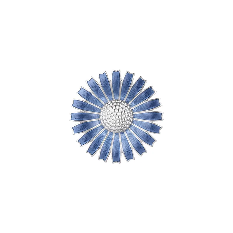 Georg Jensen Daisy Sterling Silver Blue Enamel Brooch sold by C.W. Sellors