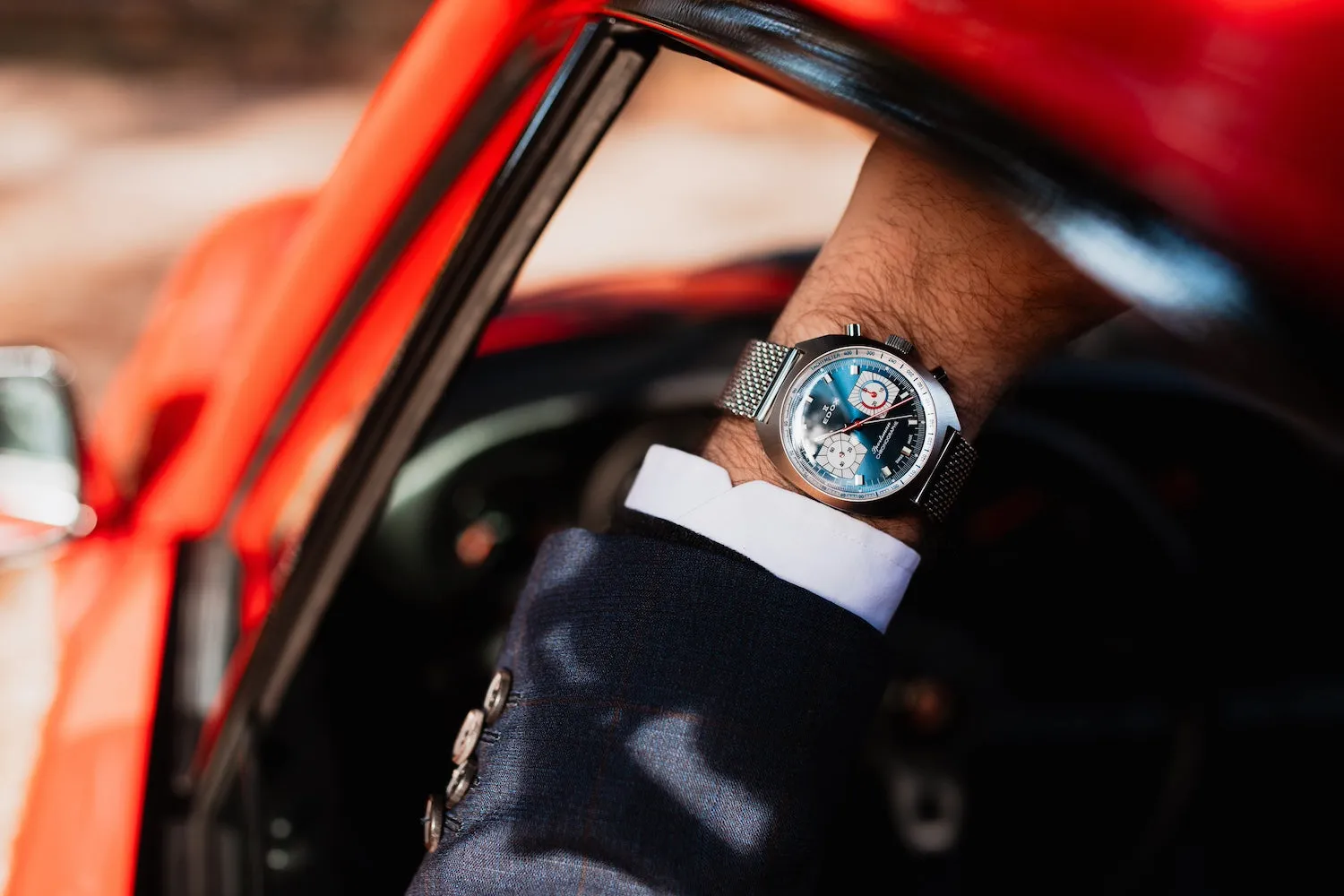 Edox Sportsman Chronographe Automatic Blue Limited Edition Watch sold by C.W. Sellors product image thumbnail 5