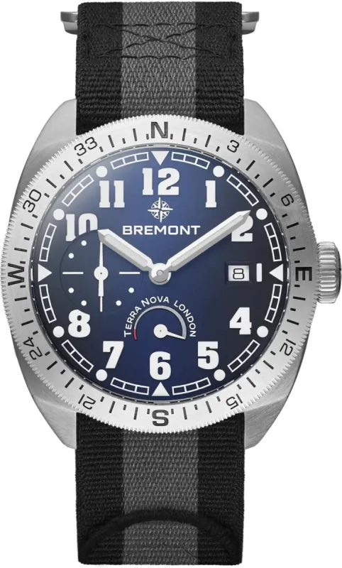 Bremont Terra Nova 40.5 Turning Bezel Power Reserve Blue Nato Watch sold by C.W. Sellors