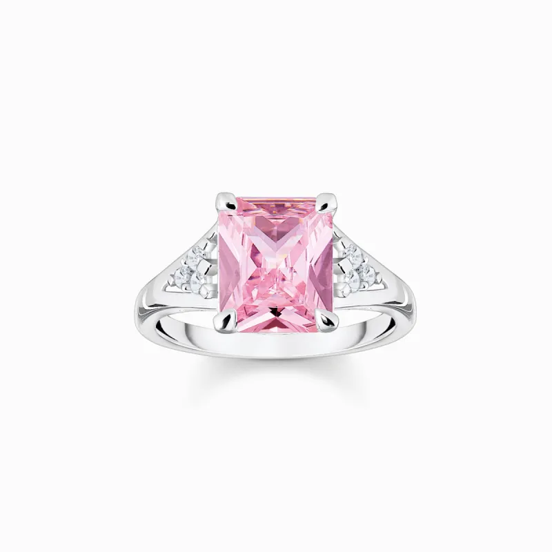 Thomas Sabo Sterling Silver Pink White Stones Ring sold by C.W. Sellors