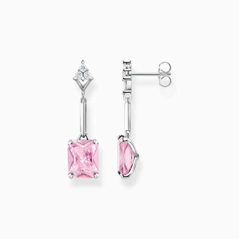Thomas Sabo Sterling Silver Pink Drop Earrings sold by C.W. Sellors