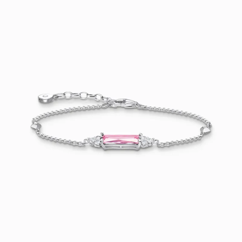 Thomas Sabo Sterling Silver Pink White Stones Bracelet sold by C.W. Sellors