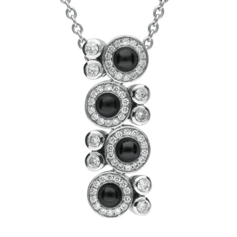 18ct White Gold Whitby Jet 0.50ct Diamond Cascade Necklace sold by C.W. Sellors