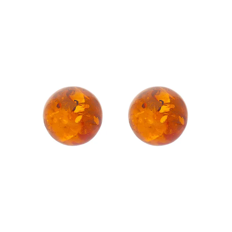 Sterling Silver Amber 10mm Ball Stud Earrings sold by C.W. Sellors