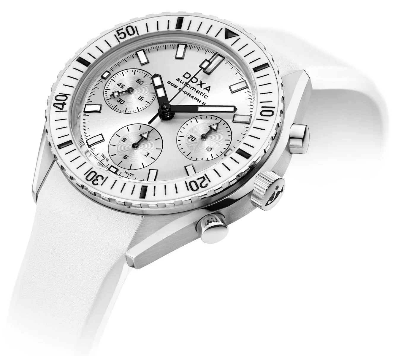 Doxa Sub 200 C-Graph II Whitepearl Rubber sold by C.W. Sellors product image thumbnail 2