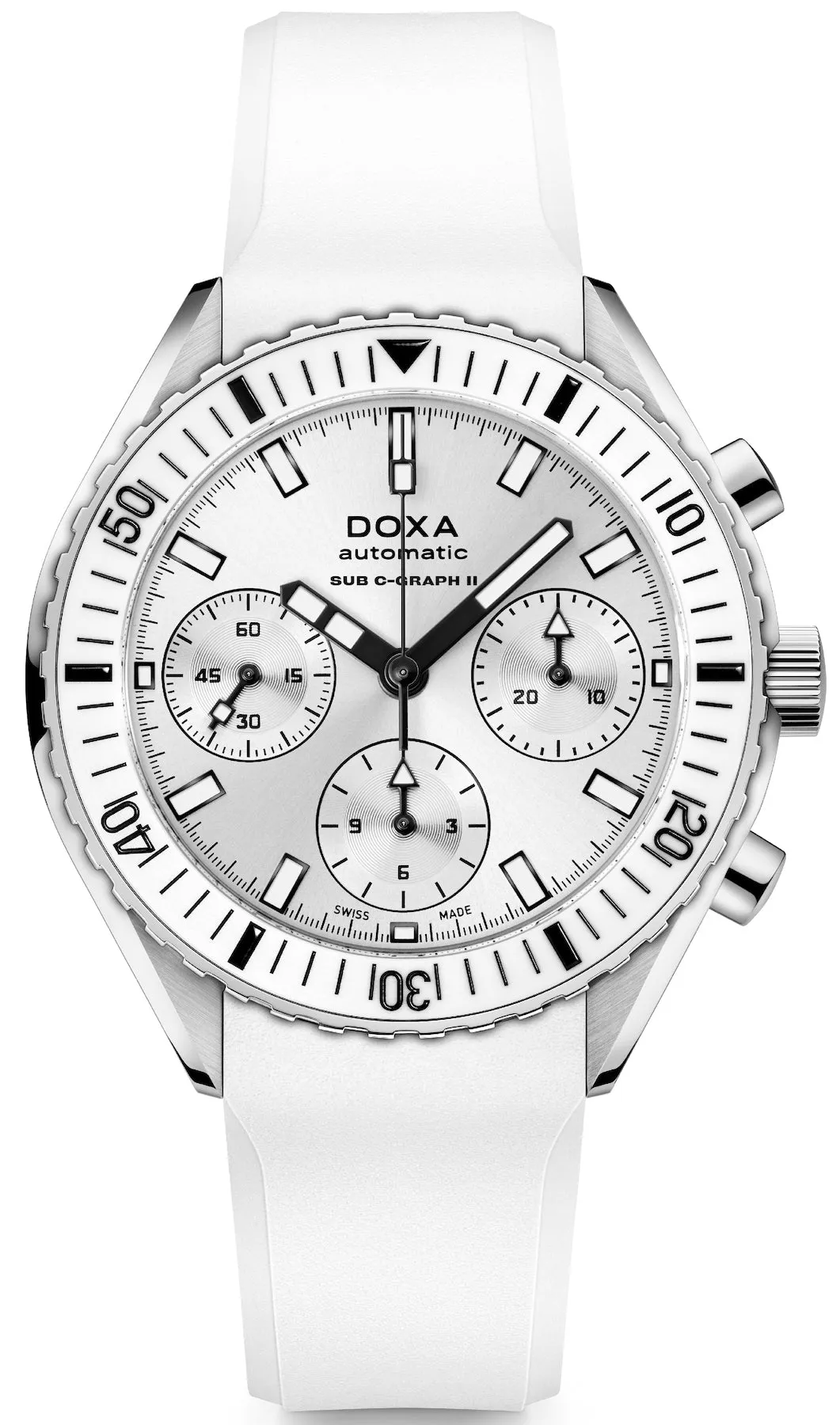 Doxa Sub 200 C-Graph II Whitepearl Rubber sold by C.W. Sellors