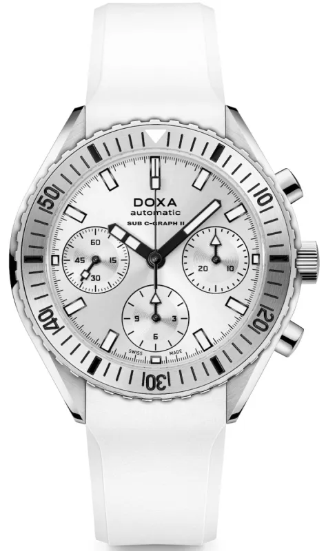 Doxa Sub 200 C-Graph II Whitepearl Rubber sold by C.W. Sellors