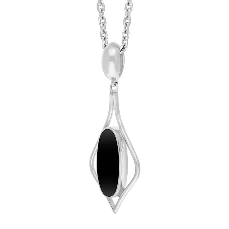 Sterling Silver Whitby Jet Oval Pointed Open Frame Necklace sold by C.W. Sellors product image thumbnail 2