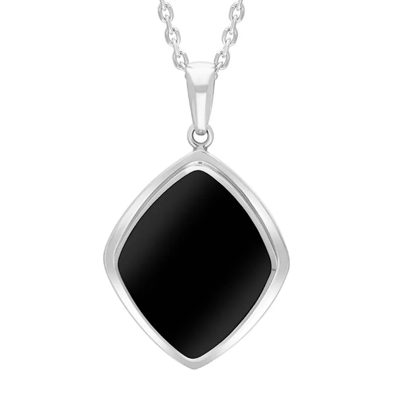 Sterling Silver Whitby Jet Rhombus Necklace sold by C.W. Sellors
