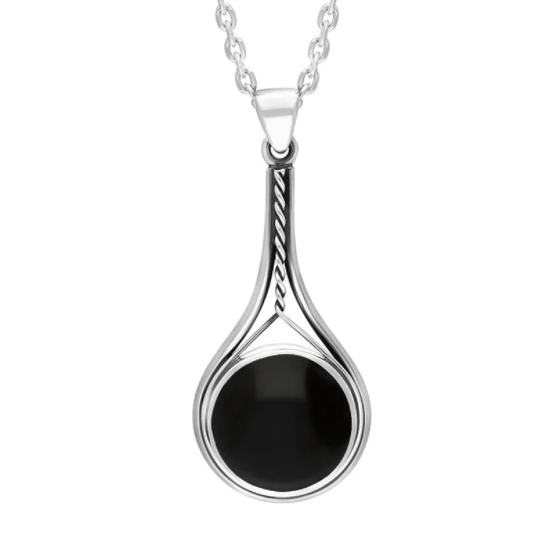 Sterling Silver Whitby Jet Round Twisted Rope Necklace sold by C.W. Sellors