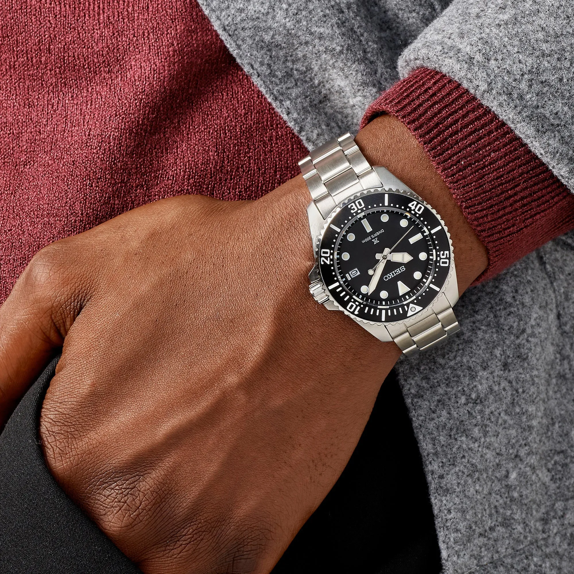 Seiko Prospex Solar Divers Pure Black Watch sold by C.W. Sellors product image thumbnail 3