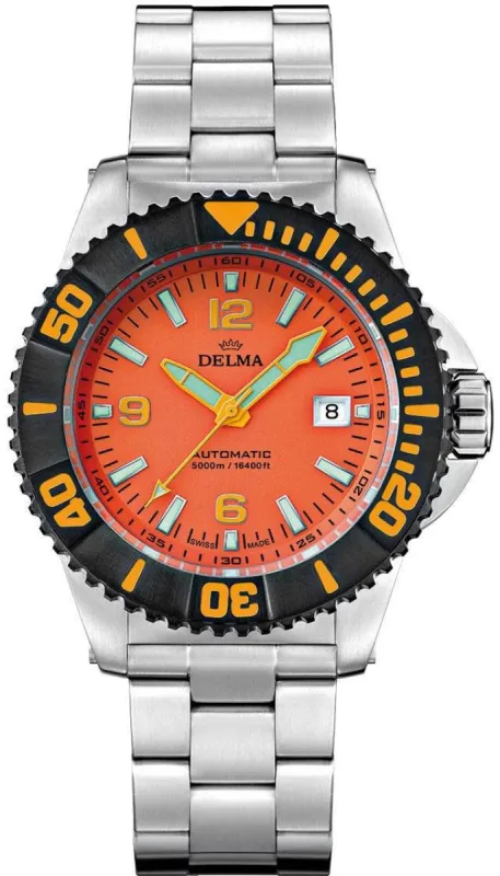 Delma Blue Shark IV Orange Limited Edition Watch made by C.W. Sellors