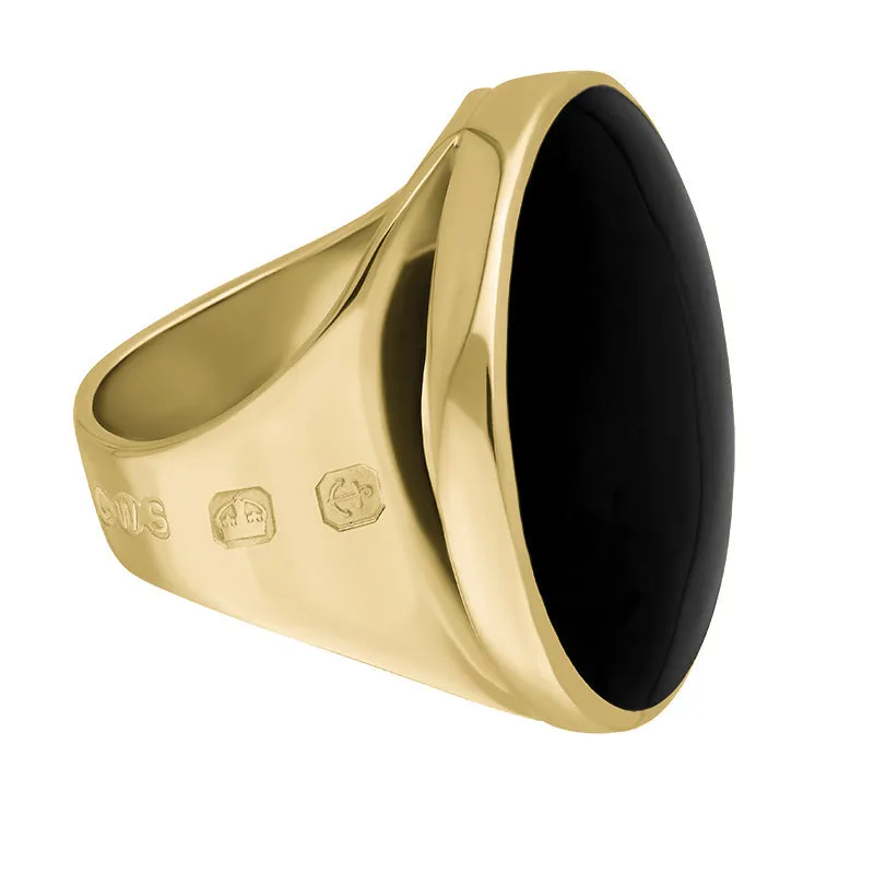 18ct Yellow Gold Whitby Jet King's Coronation Hallmark Medium Round Ring sold by C.W. Sellors product image thumbnail 2