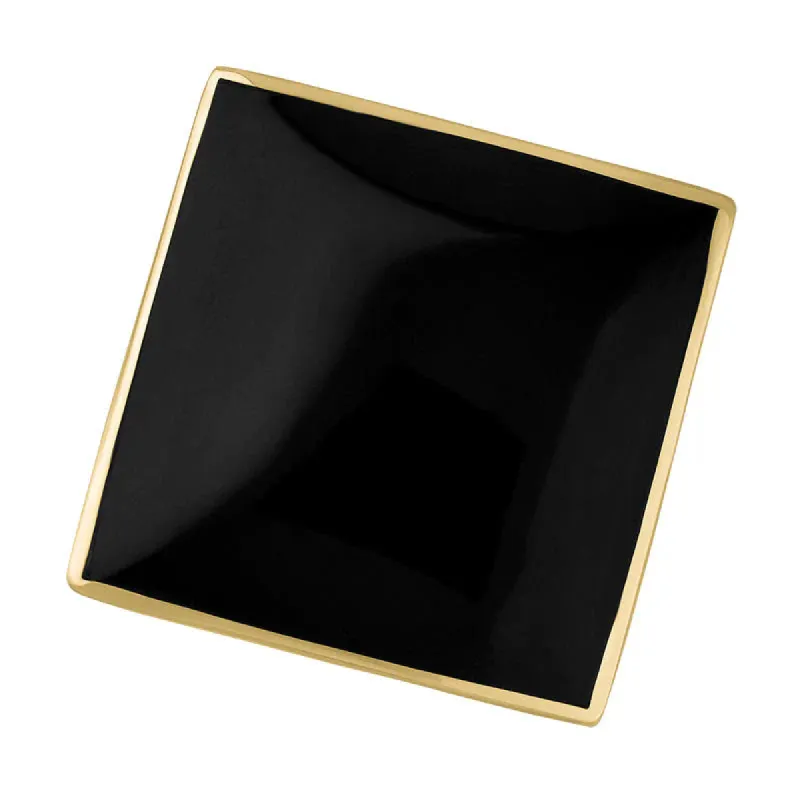 18ct Yellow Gold Whitby Jet King's Coronation Hallmark Large Rhombus Ring sold by C.W. Sellors