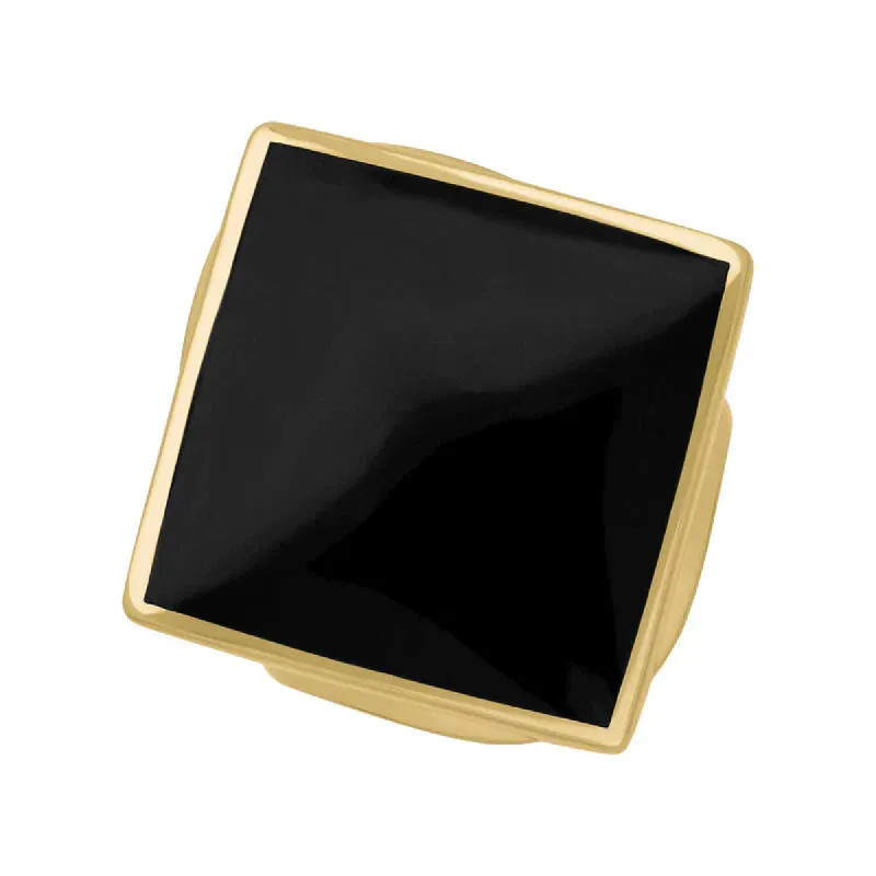 18ct Yellow Gold Whitby Jet King's Coronation Hallmark Medium Rhombus Ring sold by C.W. Sellors