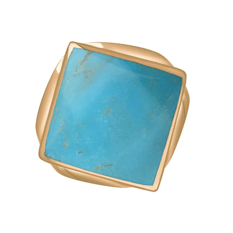 9ct Rose Gold Turquoise King's Coronation Hallmark Small Rhombus Ring sold by C.W. Sellors