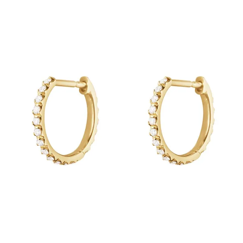 Georg Jensen Signature 18ct Yellow Gold 0.20ct Diamond Hoop Earring Pair sold by C.W. Sellors