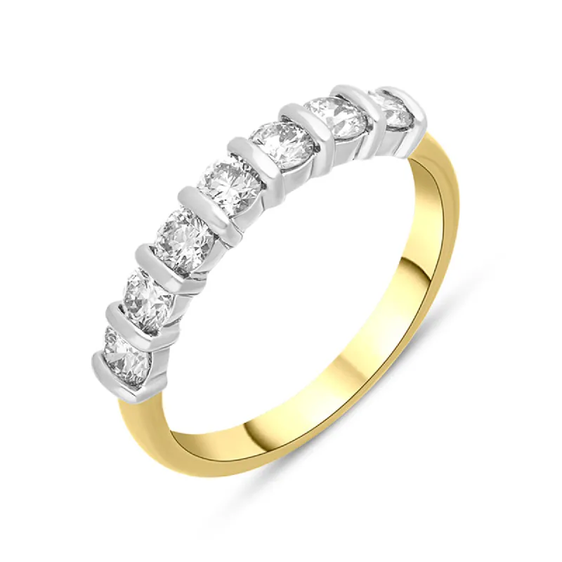 18ct Yellow Gold 0.82ct Diamond Seven Stone Half Eternity Ring sold by C.W. Sellors