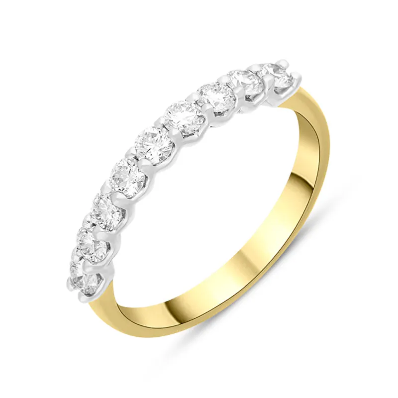 18ct Yellow Gold 0.50ct Diamond Nine Stone Half Eternity Ring sold by C.W. Sellors