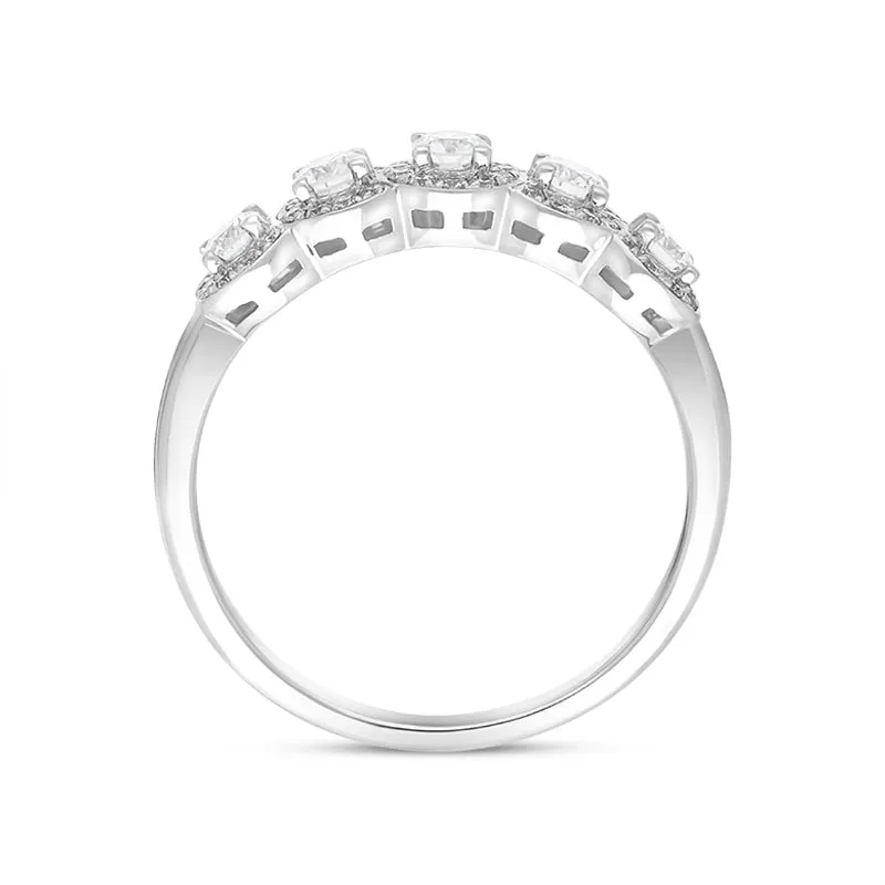 18ct White Gold 0.50ct Diamond Pave Cluster Half Eternity Ring sold by C.W. Sellors product image thumbnail 2