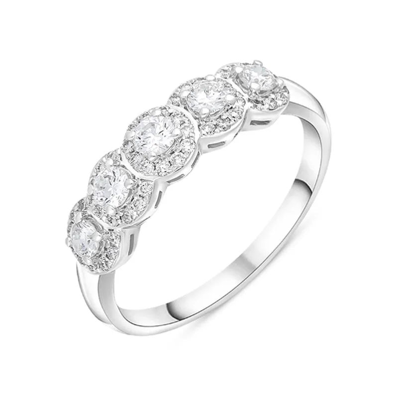 18ct White Gold 0.50ct Diamond Pave Cluster Half Eternity Ring sold by C.W. Sellors