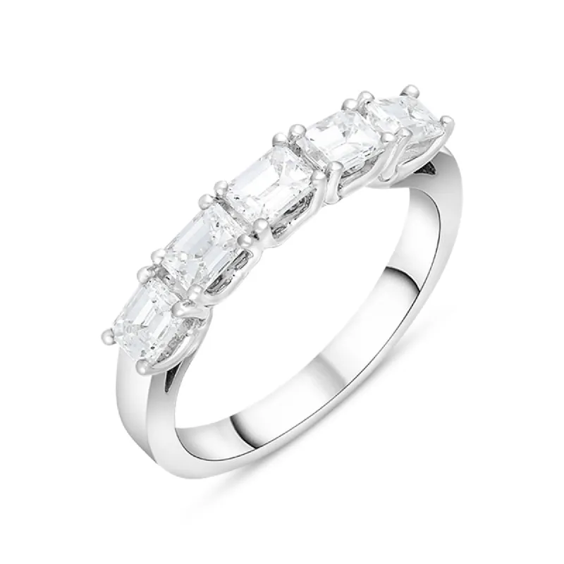 Platinum 1.28ct Diamond Emerald Cut Half Eternity Ring sold by C.W. Sellors