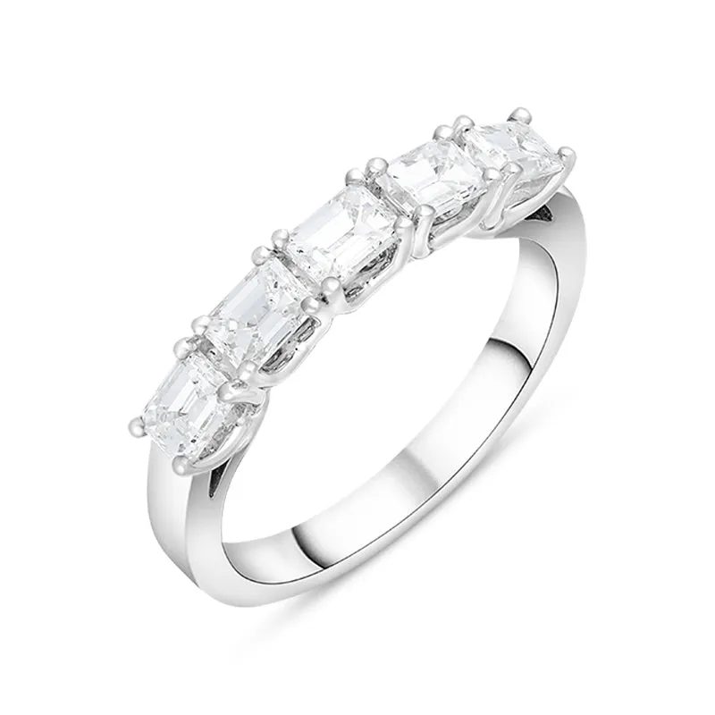 Platinum 1.28ct Diamond Emerald Cut Half Eternity Ring D sold by C.W. Sellors