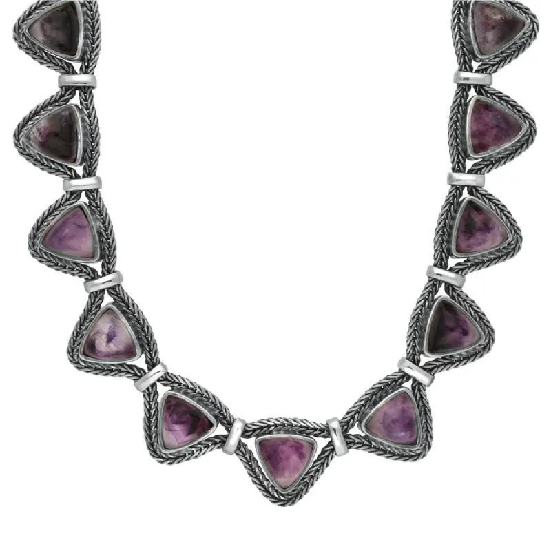 Sterling Silver Blue John Foxtail Triangular Seventeen Stone Necklace D sold by C.W. Sellors