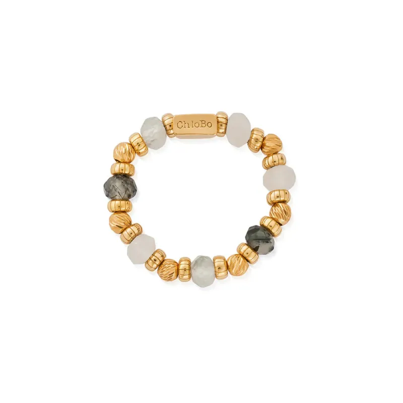 Chlobo Gold Plated Stone Of Empowerment Black Rutilated Quartz Ring sold by C.W. Sellors