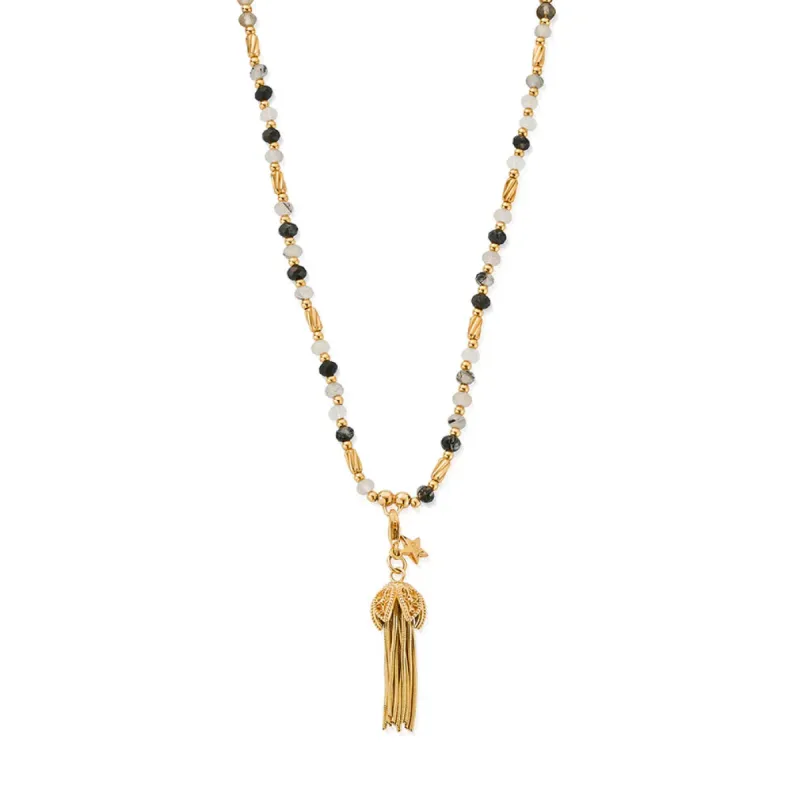 Chlobo Gold Plated Tassel Of Joy Black Rutilated Quartz Necklace sold by C.W. Sellors