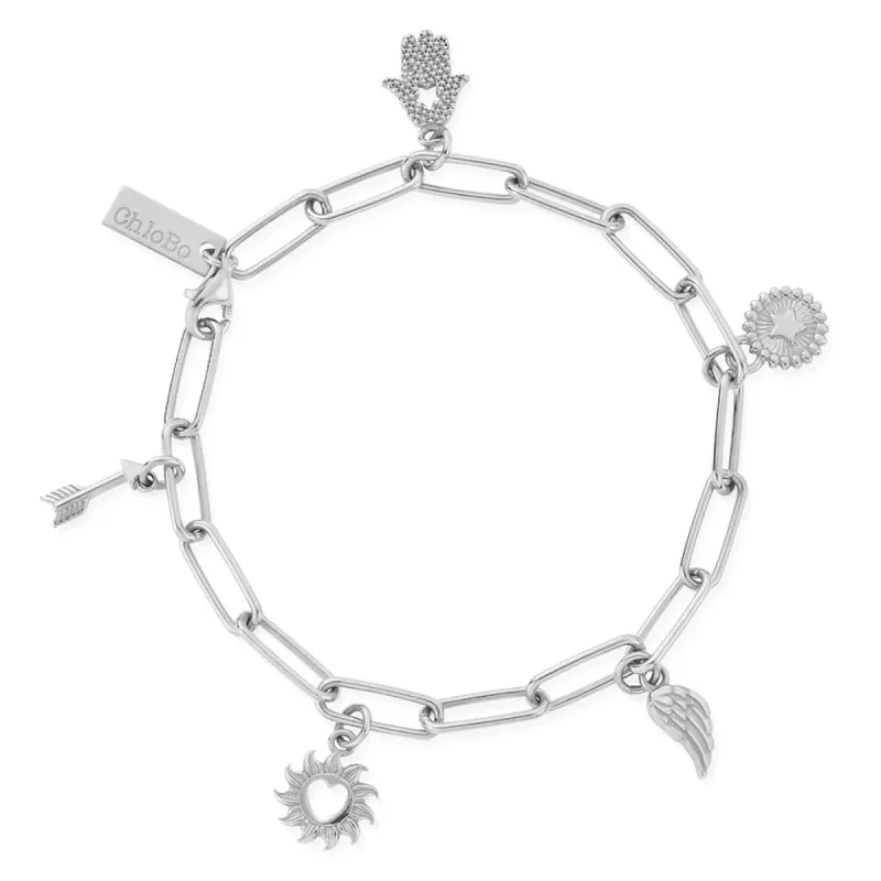 Chlobo Sterling Silver Soul Compass Multi Charm Link Chain Bracelet sold by C.W. Sellors