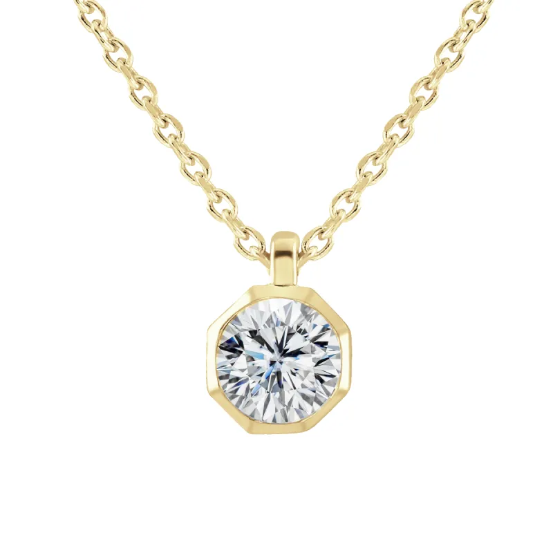 18ct Yellow Gold 0.40ct Lab Grown Diamond Solitaire Octagonal Necklace sold by C.W. Sellors