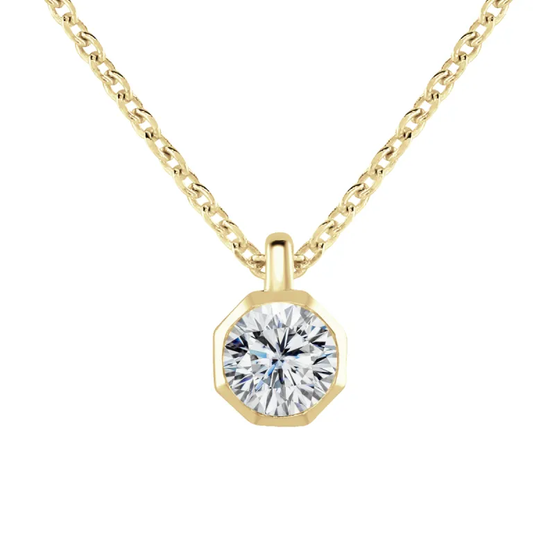 18ct Yellow Gold 0.30ct Lab Grown Diamond Solitaire Octagonal Necklace sold by C.W. Sellors