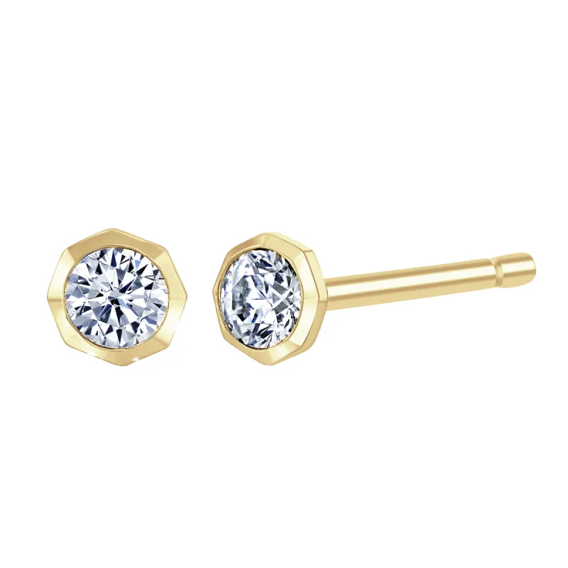 9ct Yellow Gold 0.15ct Diamond Solitaire Octagonal Stud Earrings sold by C.W. Sellors