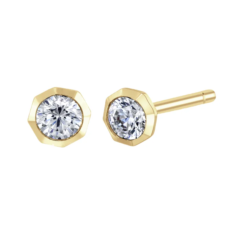 9ct Yellow Gold 0.25ct Diamond Solitaire Octagonal Stud Earrings sold by C.W. Sellors