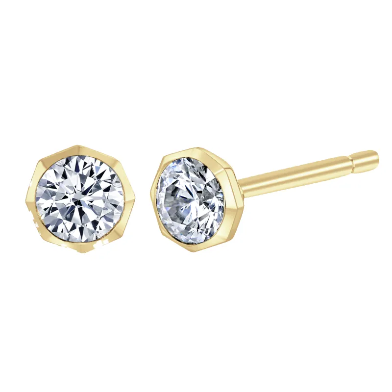9ct Yellow Gold 0.40ct Diamond Solitaire Octagonal Stud Earrings sold by C.W. Sellors