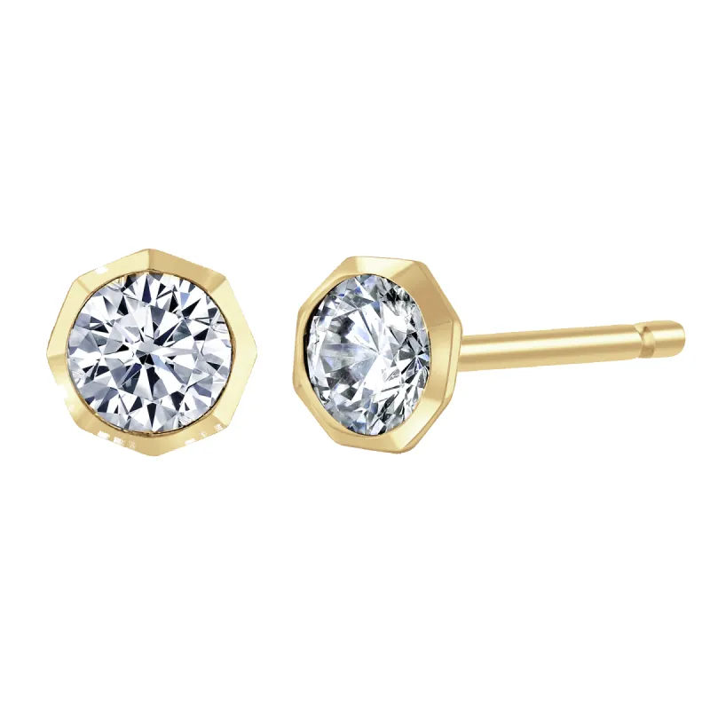 9ct Yellow Gold 0.50ct Diamond Solitaire Octagonal Stud Earrings sold by C.W. Sellors