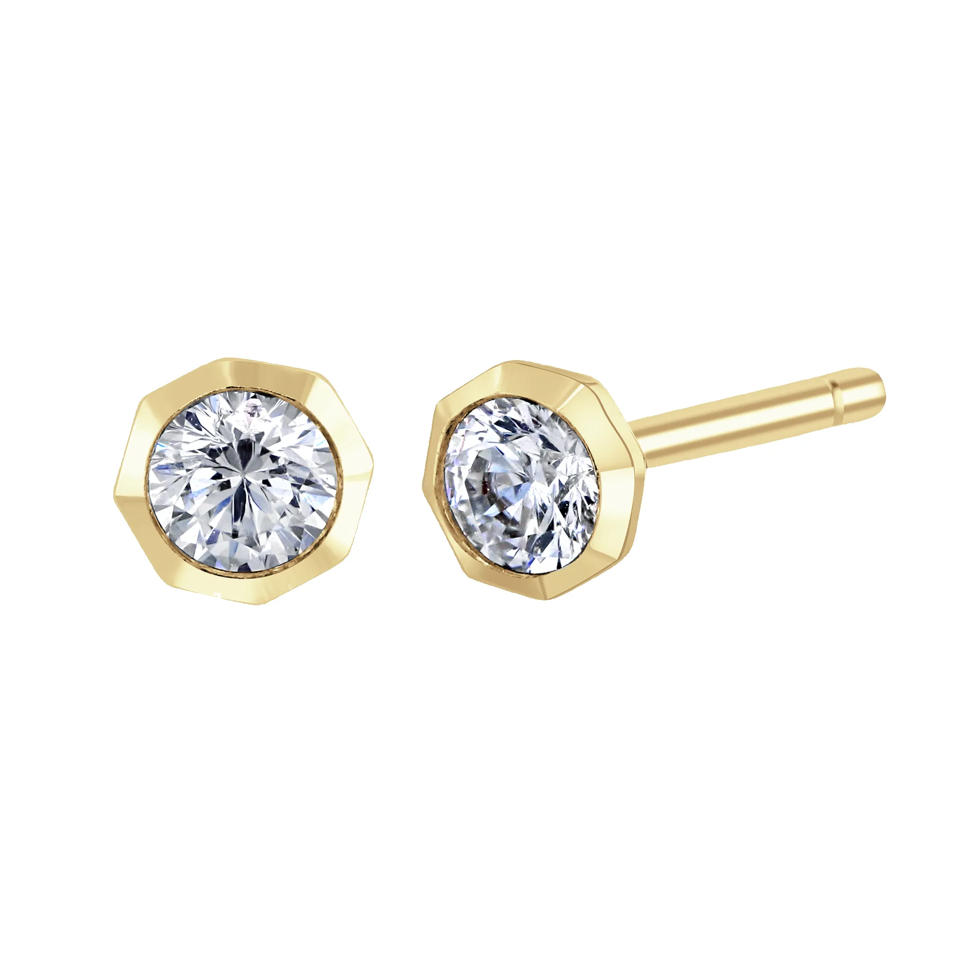 18ct Yellow Gold 0.25ct Diamond Solitaire Octagonal Stud Earrings sold by C.W. Sellors