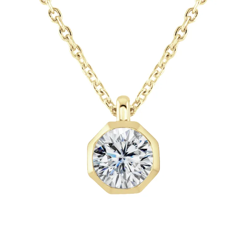 18ct Yellow Gold 0.50ct Diamond Solitaire Octagonal Necklace sold by C.W. Sellors